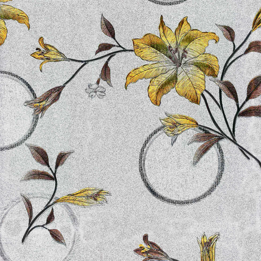 Altea Metallic Yellow - Silvrig vaxduk med gyllene julstjärnor