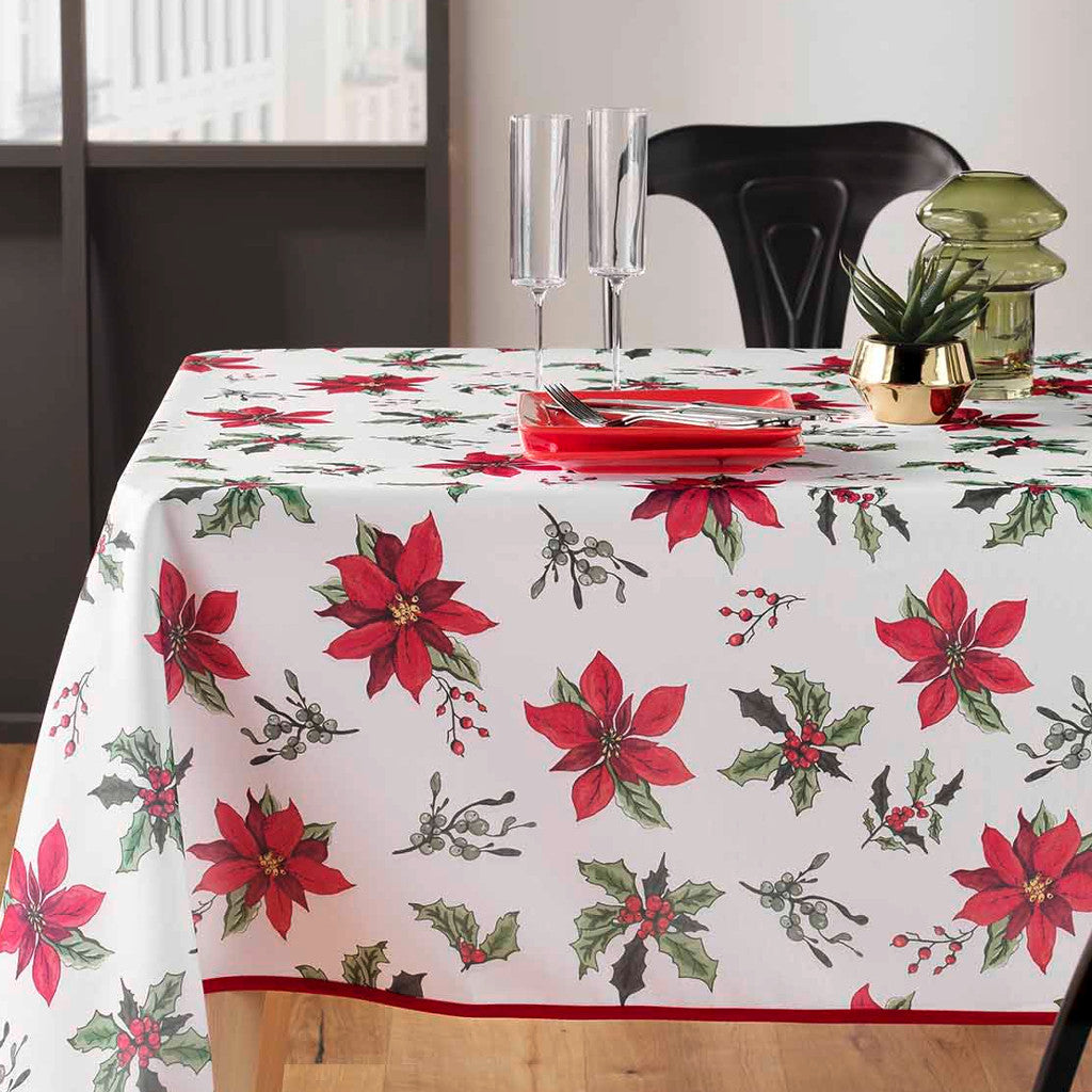 Amaryllis 150 x 240 cm, rektangulär julduk med fläckskydd