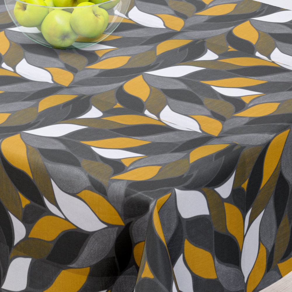Amaya Grå - Textilduk med vackert bladmotiv - 155 cm bred