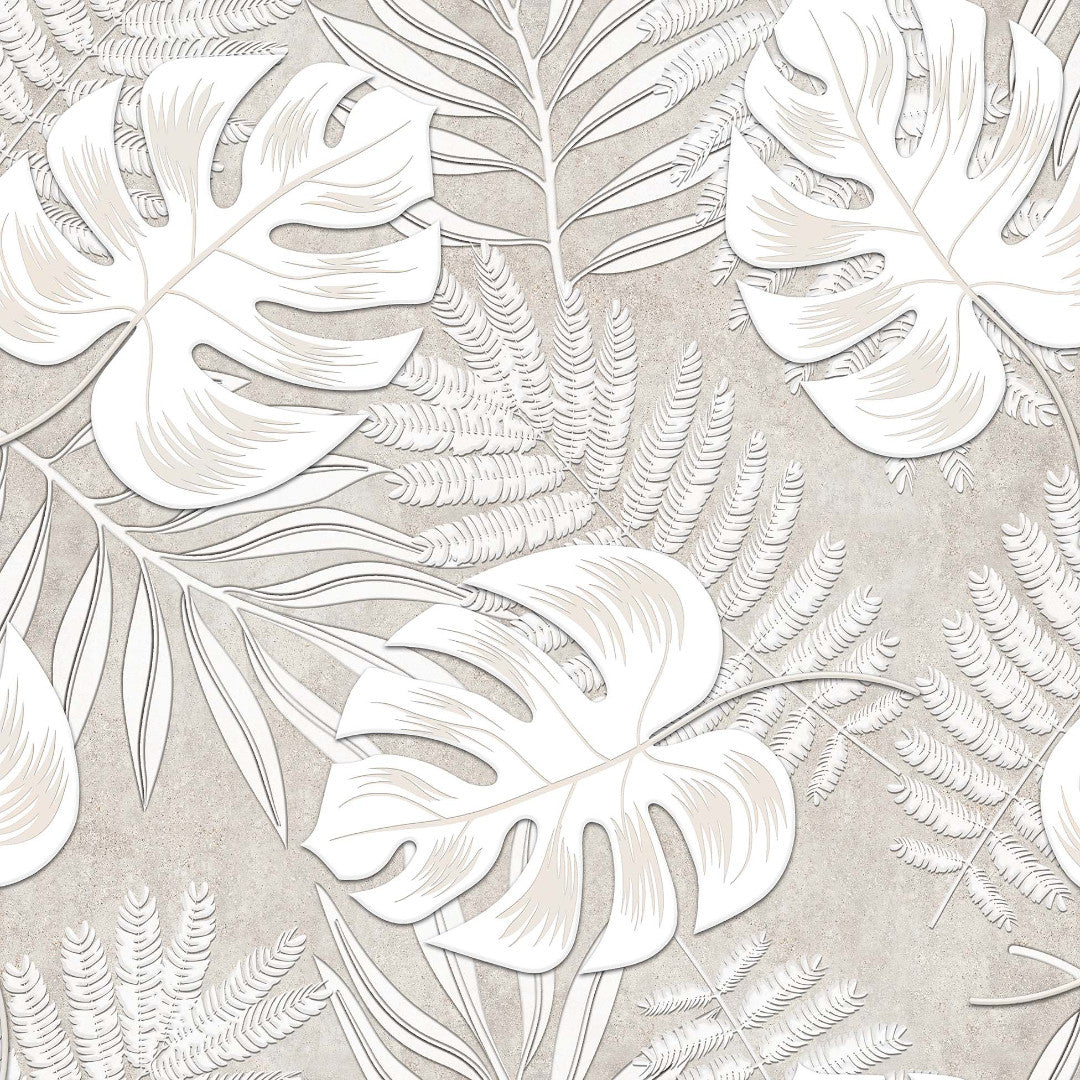 Amber Luxury, Sand - Vaxduk med tropiska blad närbild