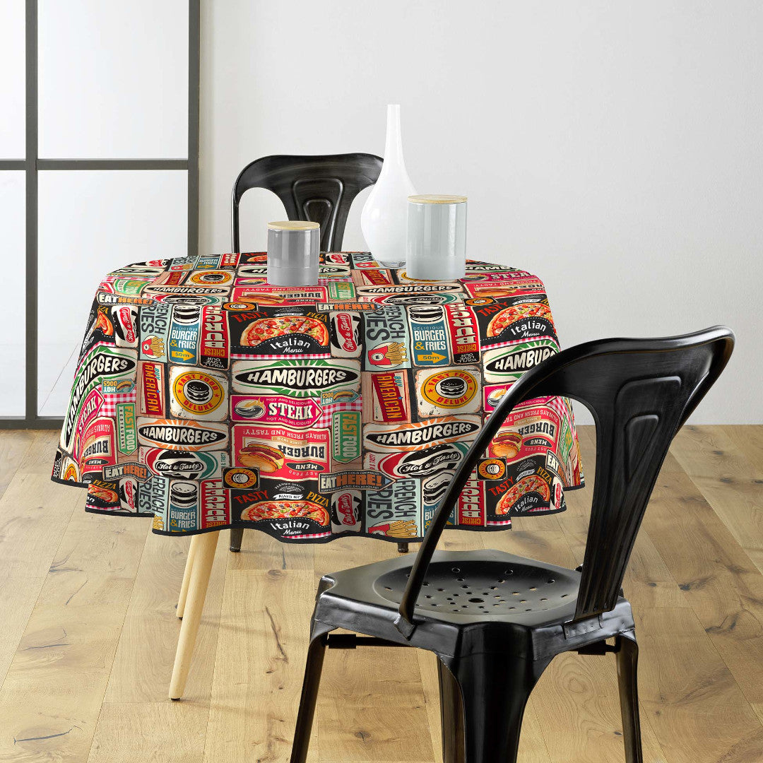 Americano - Rund vaxduk med retro diner-look - i miljö