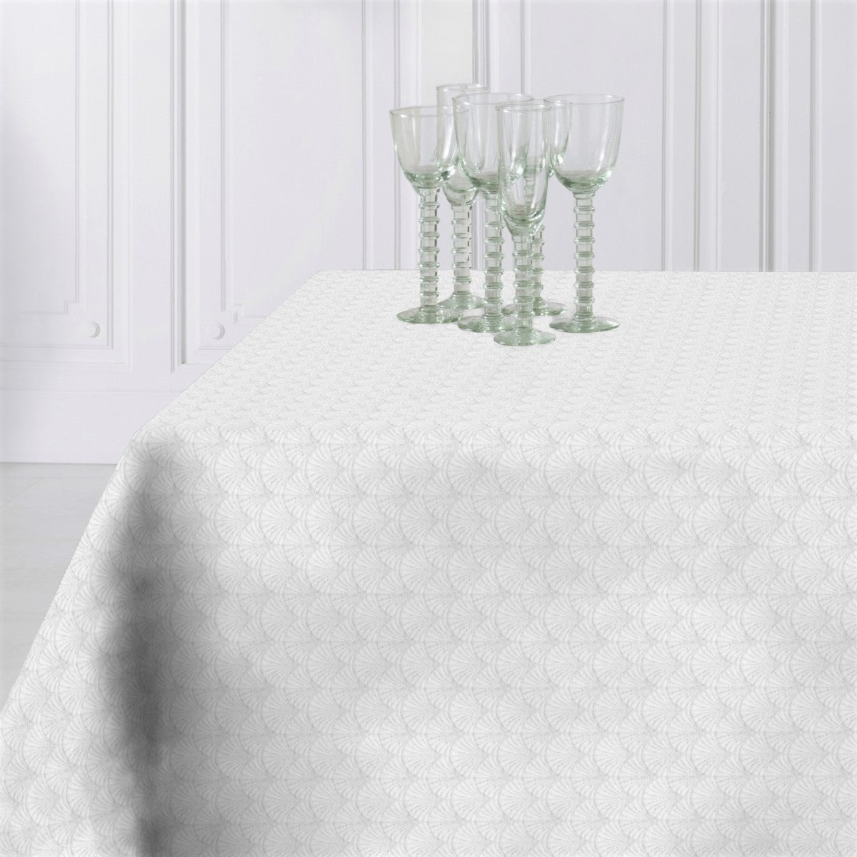 Amigoni Blanco, jacquardvävd textilvaxduk, 180 cm bred