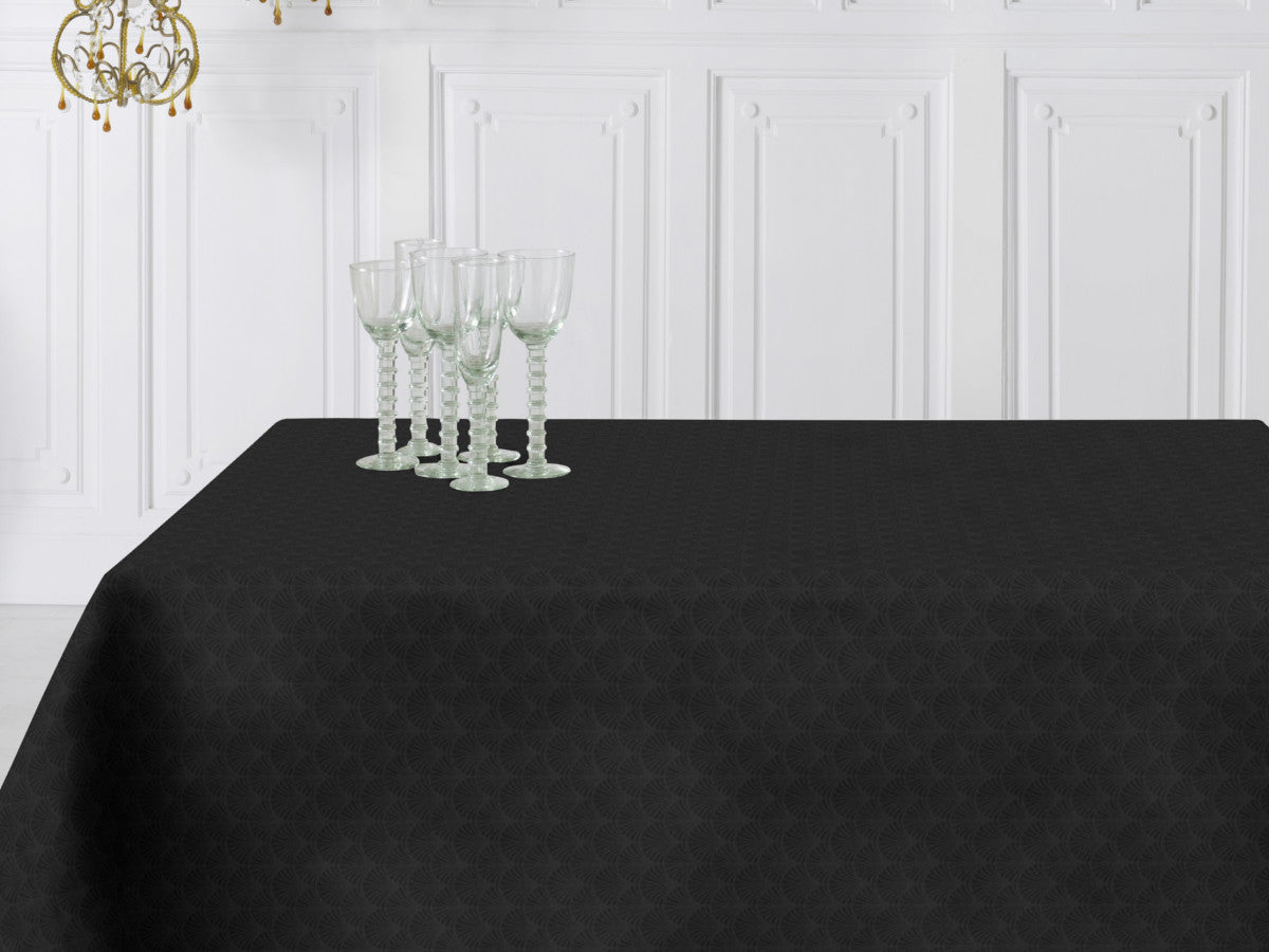 Amigoni Svart - Jacquardvävd textilvaxduk, 180 cm bred