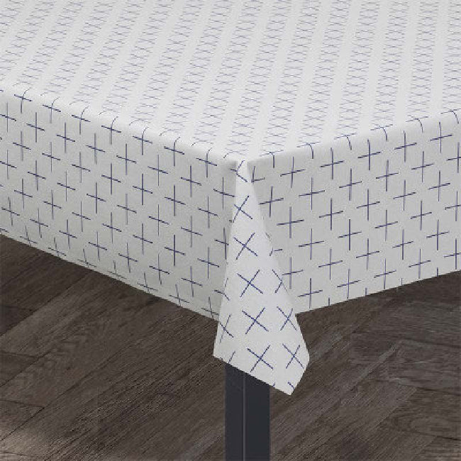 Juna Antic Cross Ljusgrå / Midnattblå - Vacker textilvaxduk