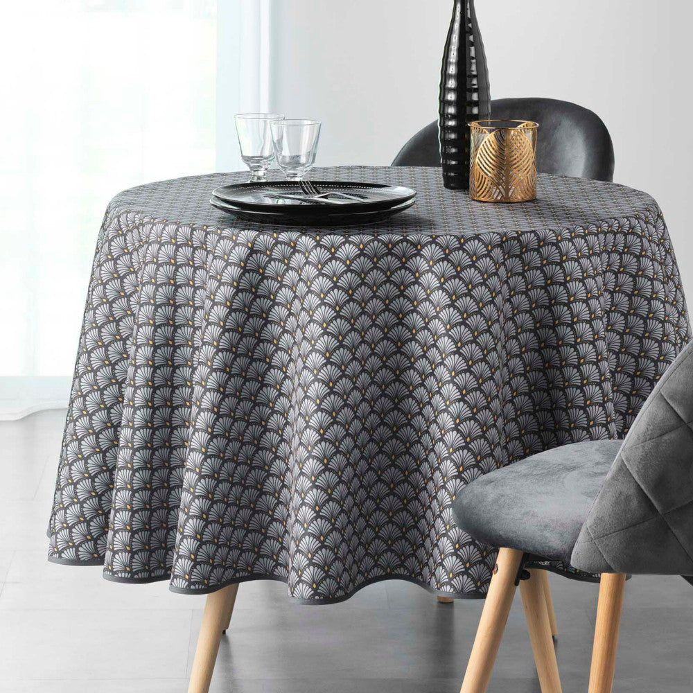 Artchic Antracit Ø 180 cm, rund duk med fläckskydd