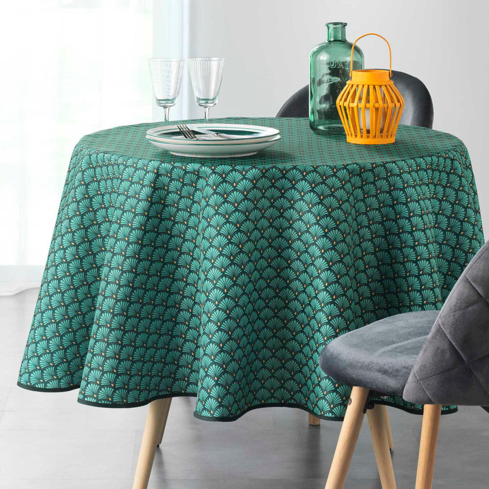 Artchic Green Ø 180 cm, rund duk med fläckskydd