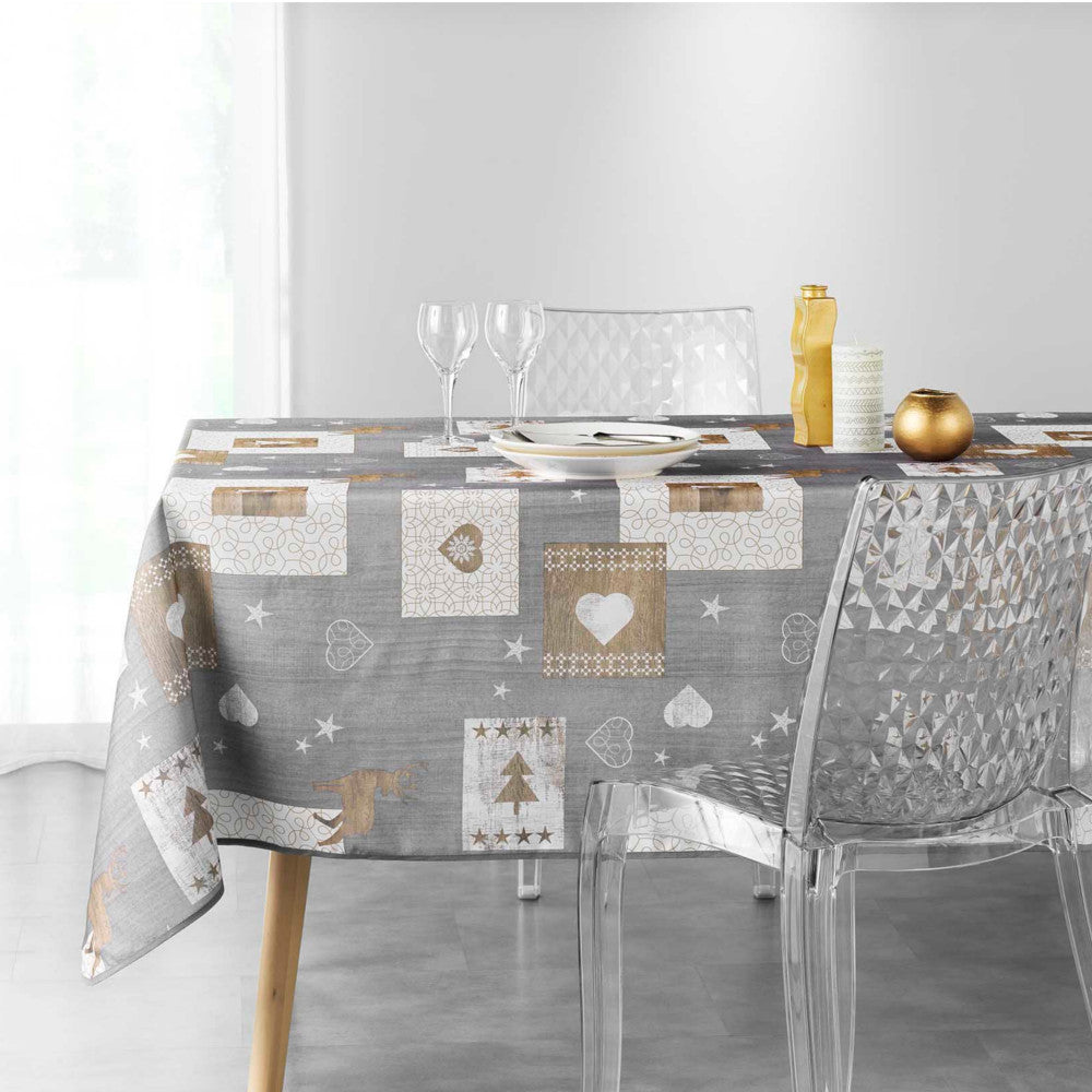 Augustin Grey - Julbordsduk med fläckskydd, 150 x 300 cm