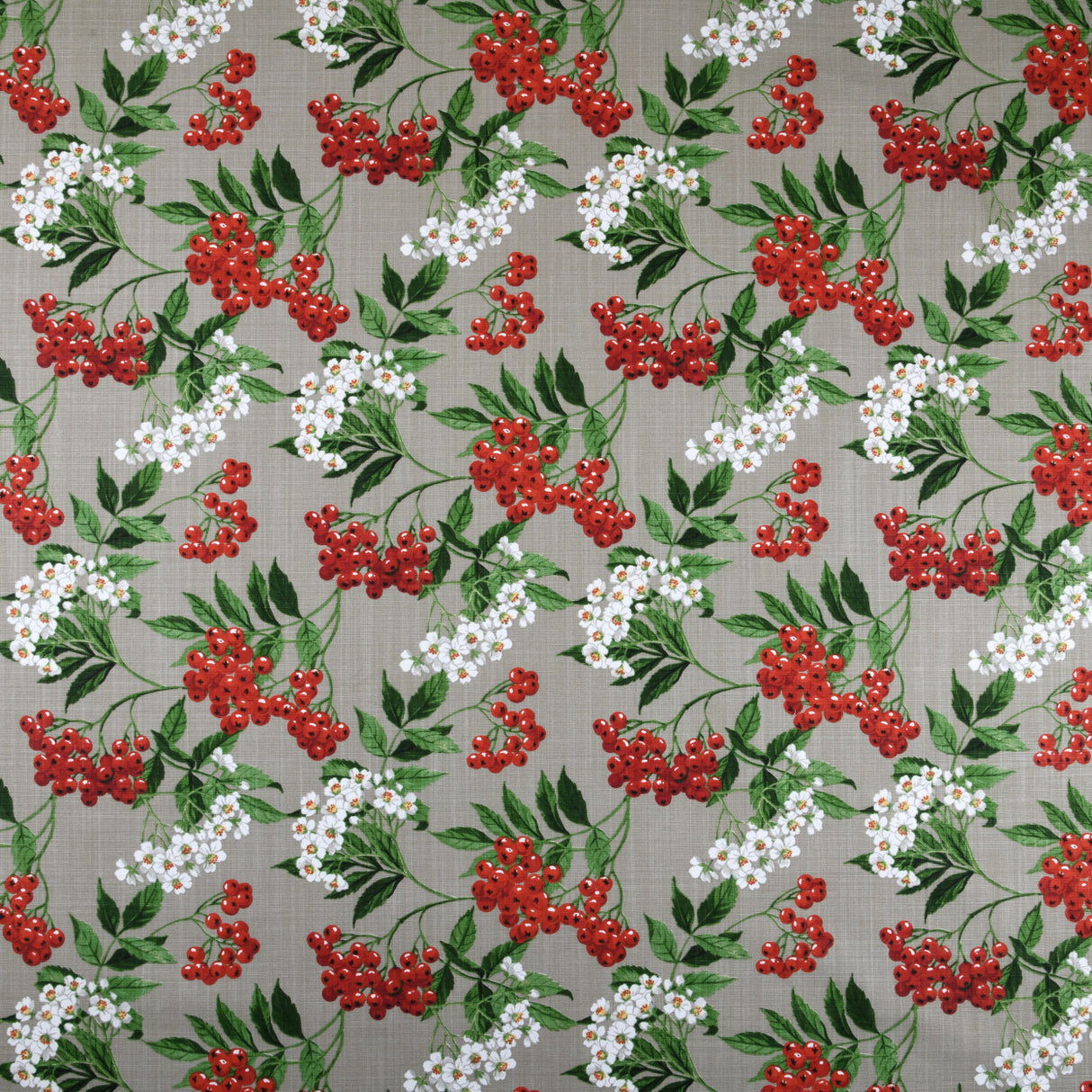 Baies – Textilvaxduk med bär och blommor, 155 cm bred