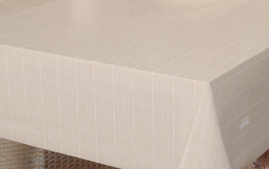 Balance Cake - 160 cm bred vaxduk med randigt mönster i beige