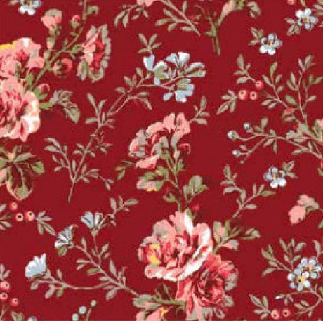 Betsy Röd - Textilvaxduk med små blommor - 155 cm