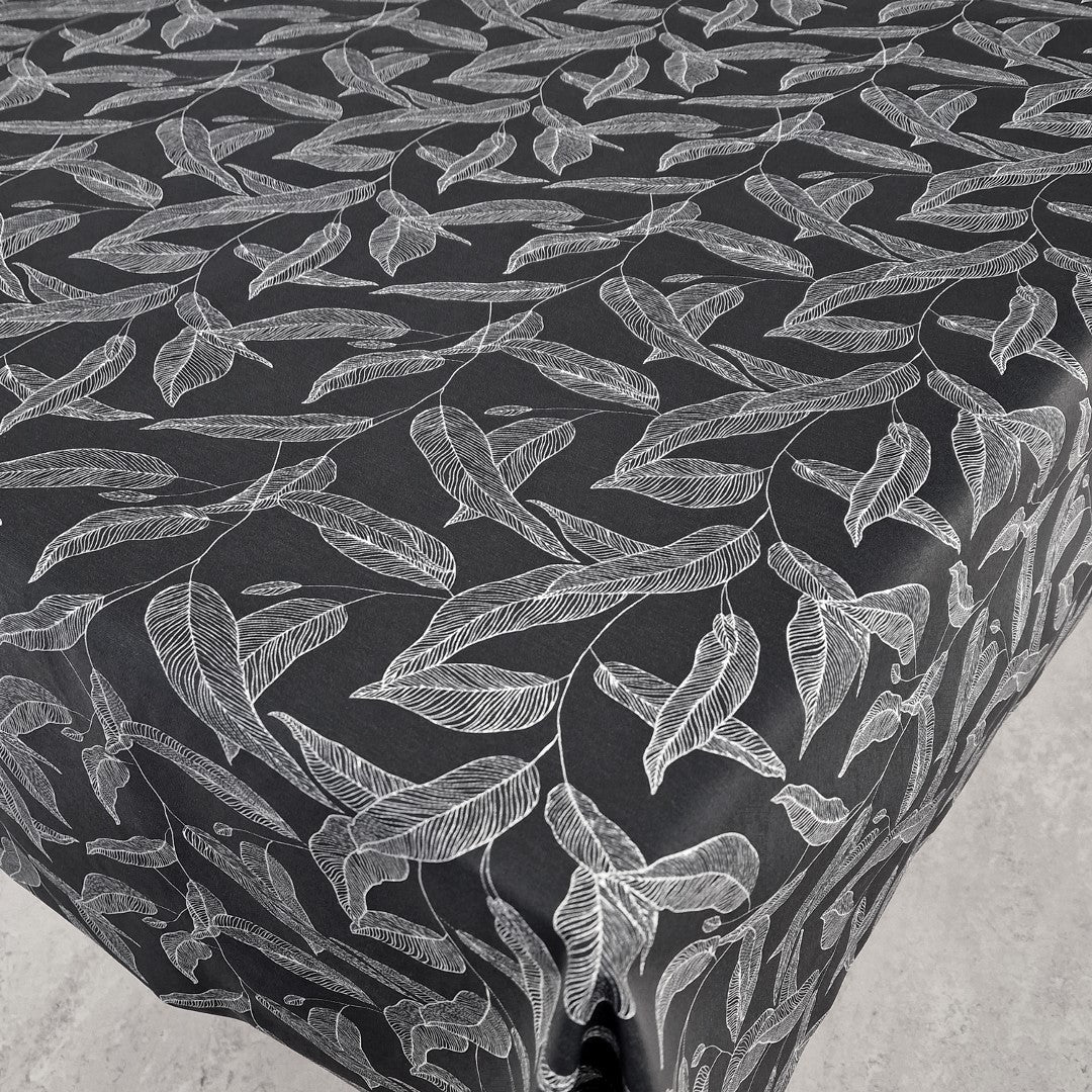 Bianca mörkblå - Textilvaxduk med vita streckblad