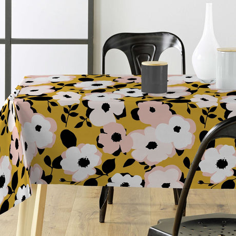 På bordet Big Flower Yellov - Vaxduk med blommor