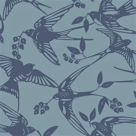 BIRDS Arona Blue - Notes by Susanne Schjerning - textilvaxduk med glidskydd
