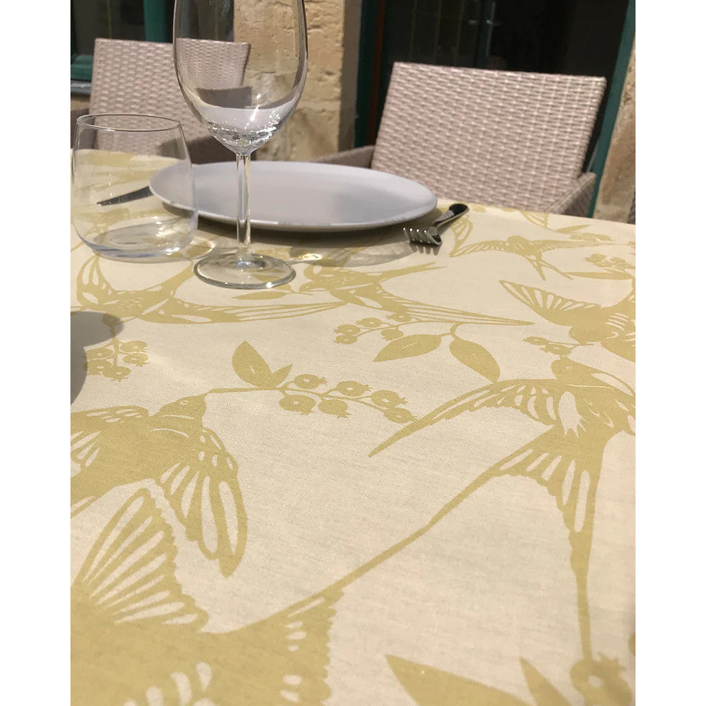 BIRDS Golden - Notes by Susanne Schjerning - textilvaxduk med glidskydd