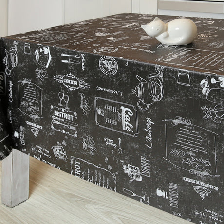 Bistro Svart, vaxduk med café-motiv och präglad yta