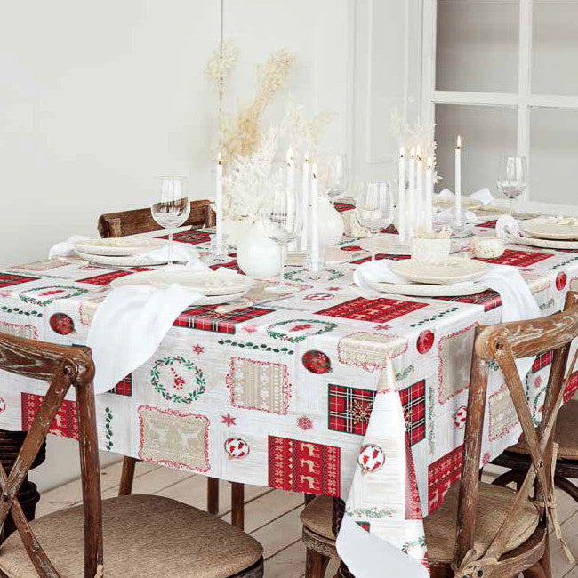 Timmerljud – Mysig jul-vaxduk med linnestruktur