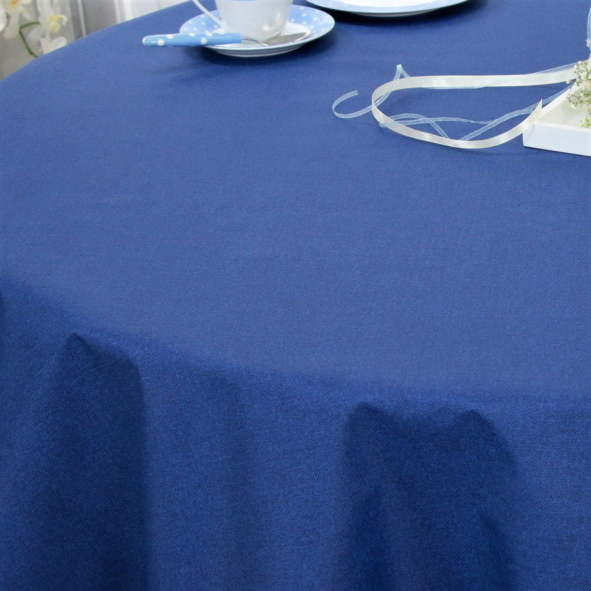 Dali enfärgad textilvaxduk blå, Ø 140