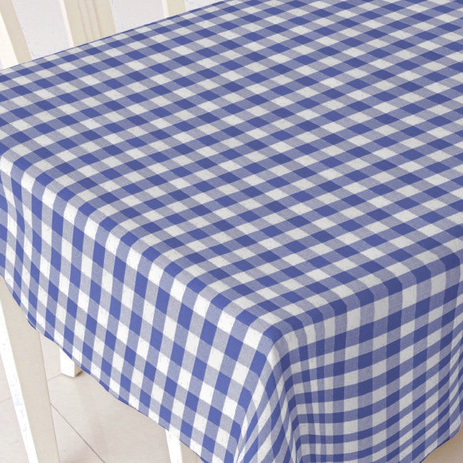 Blå vitrutig vaxduk, 140 cm bred