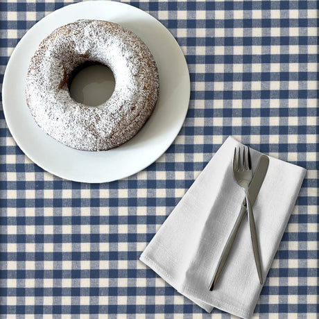 Blå Nordisk Rutig - Textilvaxduk i rustik linne-look