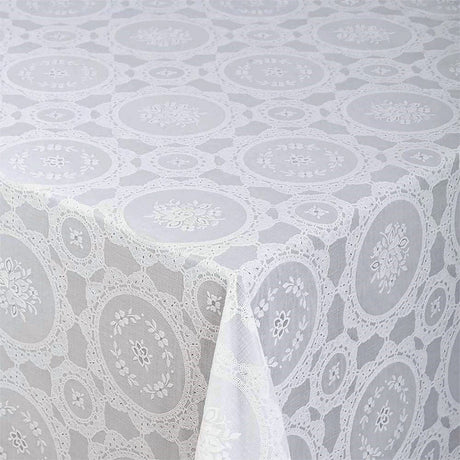 Spetsduk Blommor i cirklar, vit