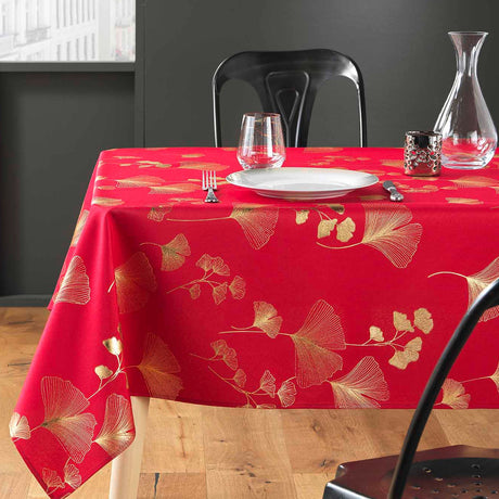 Bloomy Metallic Print - Red/Gold - Julduk dukning 1
