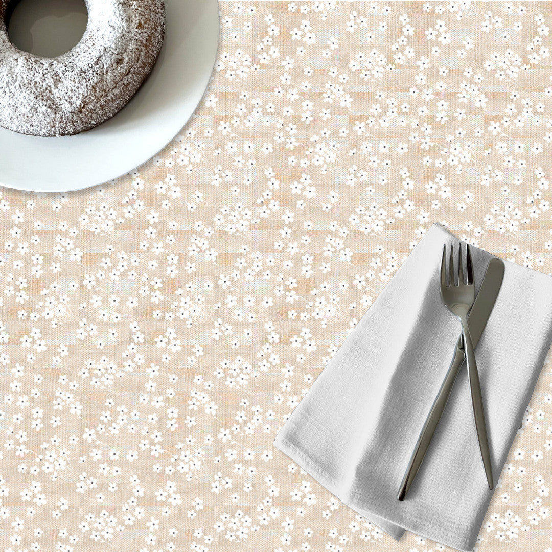 Blossom Linen – Vaxduk med linnelook i ljus beige