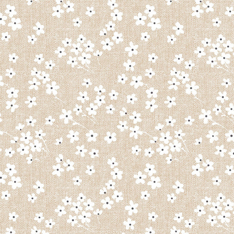 Blossom Linen – Vaxduk med linnelook i ljus beige närbild