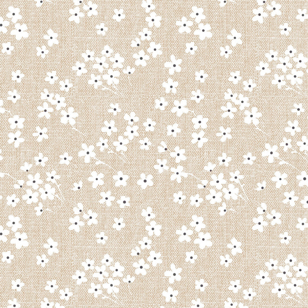 Blossom Linen – Vaxduk med linnelook i ljus beige närbild