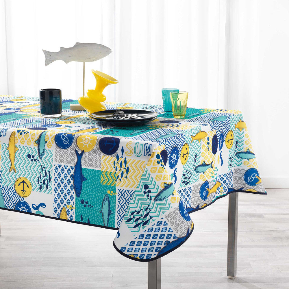 Blue Lagoon White - duk med fläckskydd 150 x 240 cm