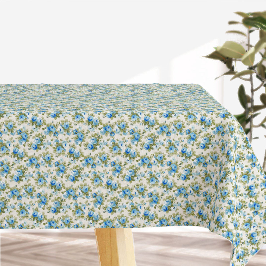 Blue Roses - Ljus textilvaxduk med blå rosor