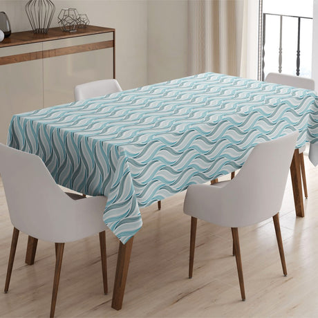 Böljan Blå - Vaxduk med grafiska vågor miljöbild