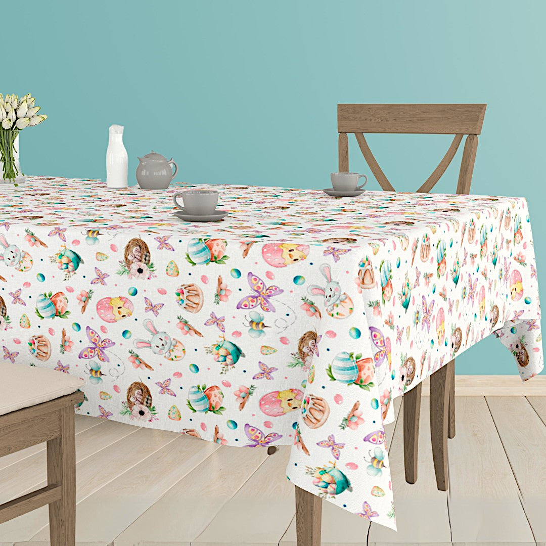 Barnens Påsk Vit - Textilvaxduk med påskmotiv