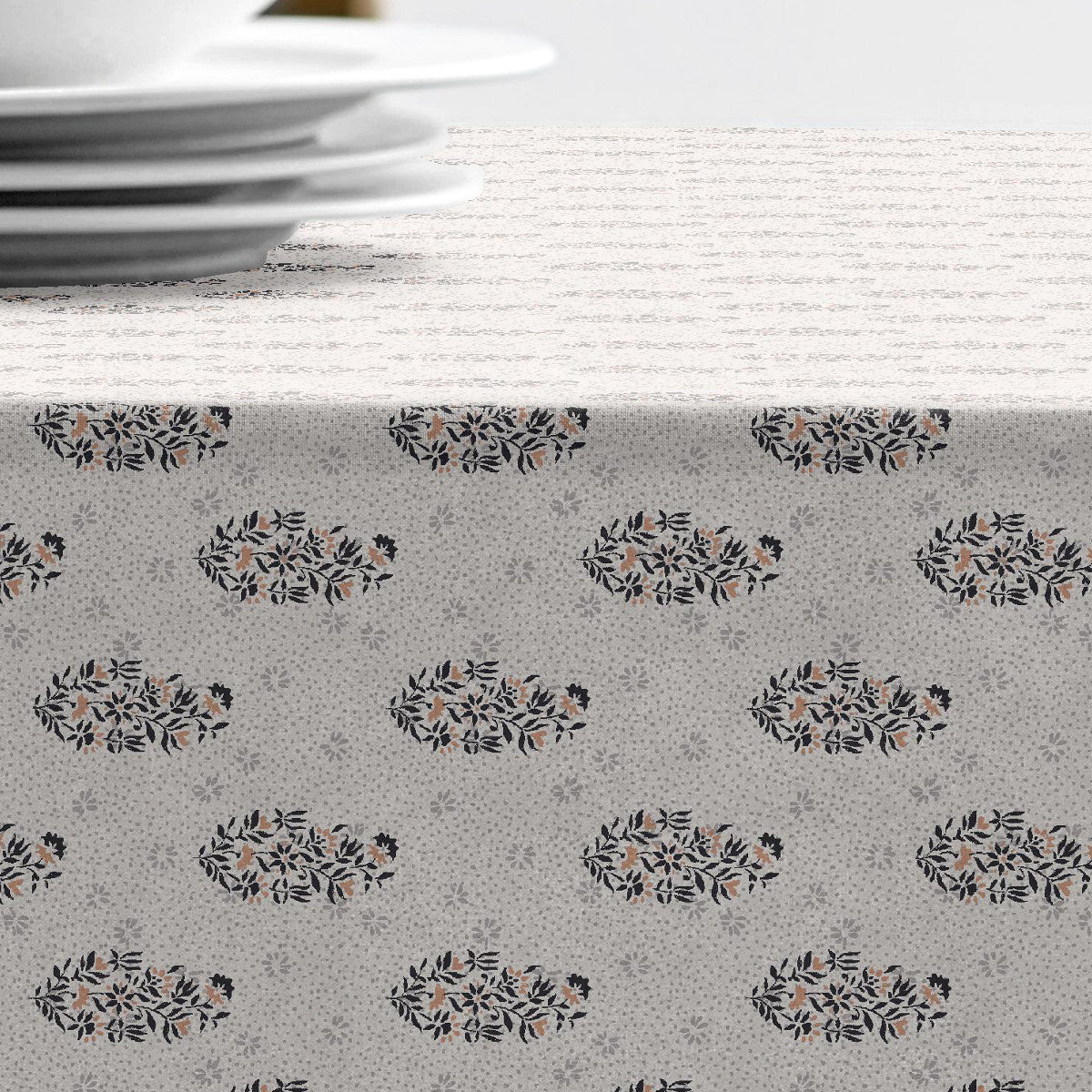 Närbild av Södahl Boheme Grey, akrylatbelagd textilduk
