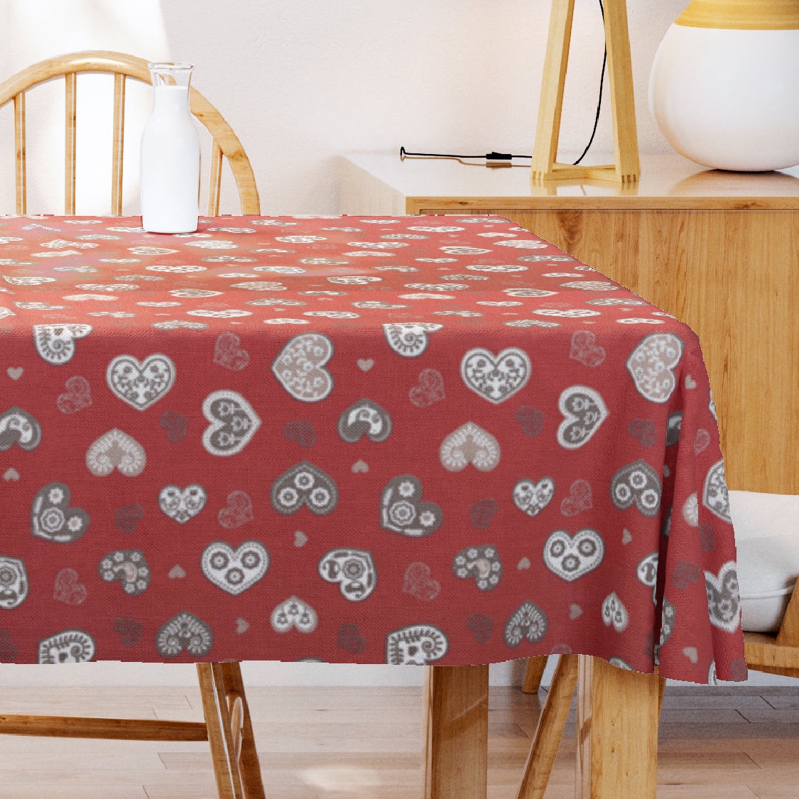 Jultextilvaxduk i 100 % bomull - Boncoeur Röd - 155 cm bred