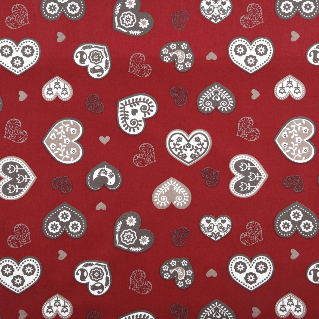 Jultextilvaxduk i 100 % bomull - Boncoeur Röd - 155 cm bred