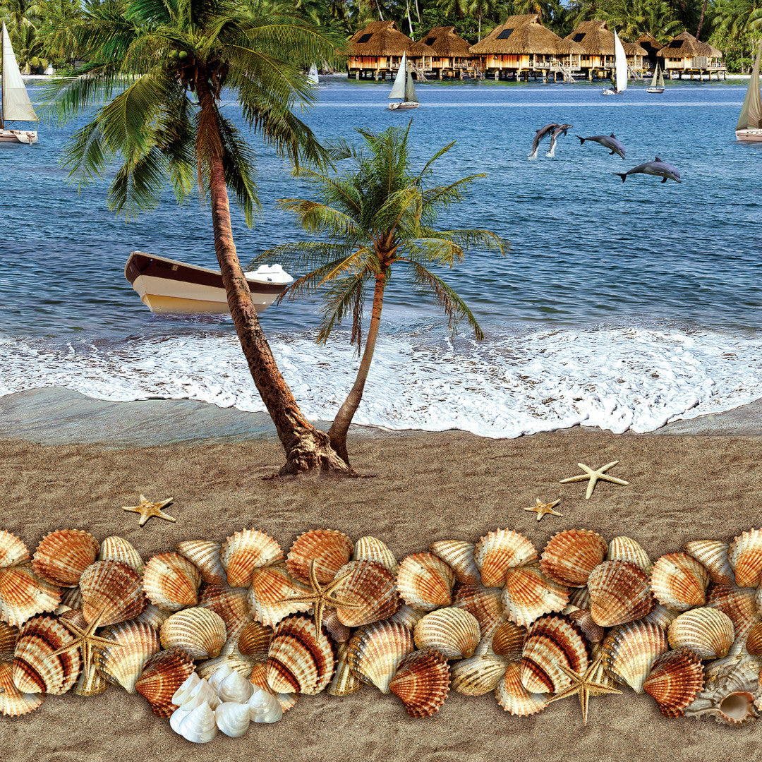 Bounty-land - Vaxduk med tropisk semesterkänsla närbild