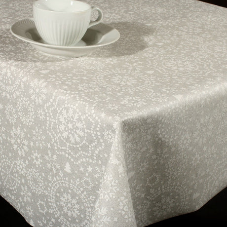 Bredle Grå och vit – jultextilvaxduk med lurex, 150 cm bred