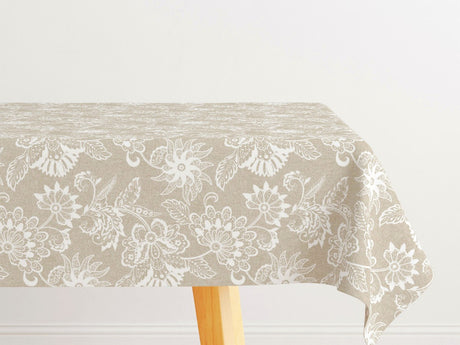 Burliuk Nature - textilvaxduk med vackra vita blommor