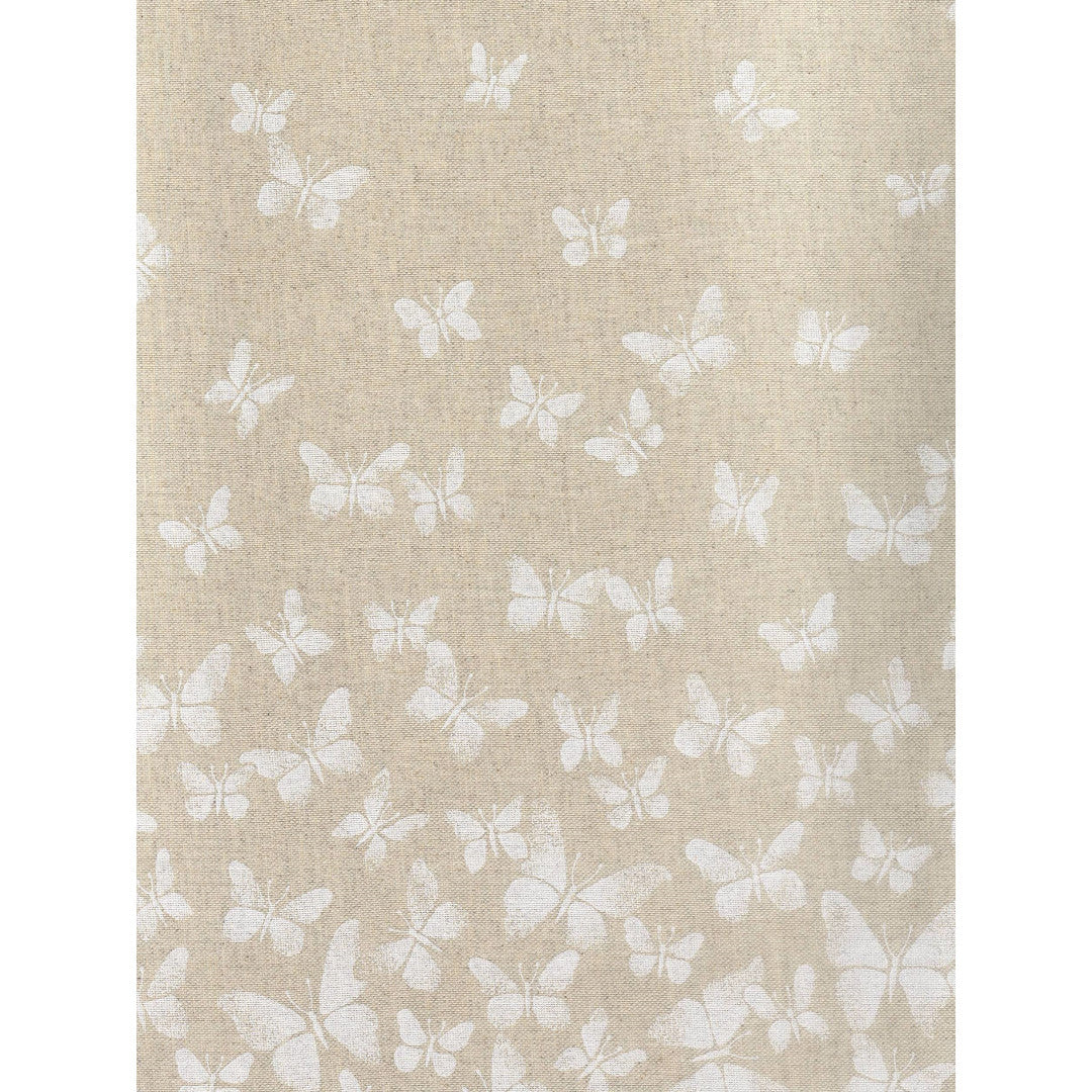 Butterfly - Textilvaxduk i linnelook med vita fjärilar