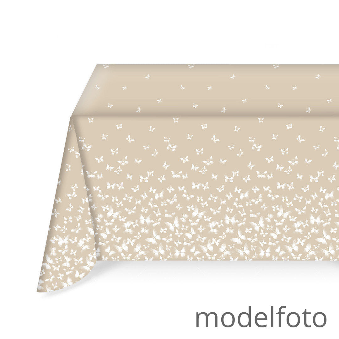 Butterfly - Textilvaxduk i linnelook med vita fjärilar