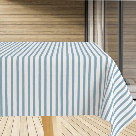 Caféstripe Blå - textilvaxduk med blå ränder på tvären