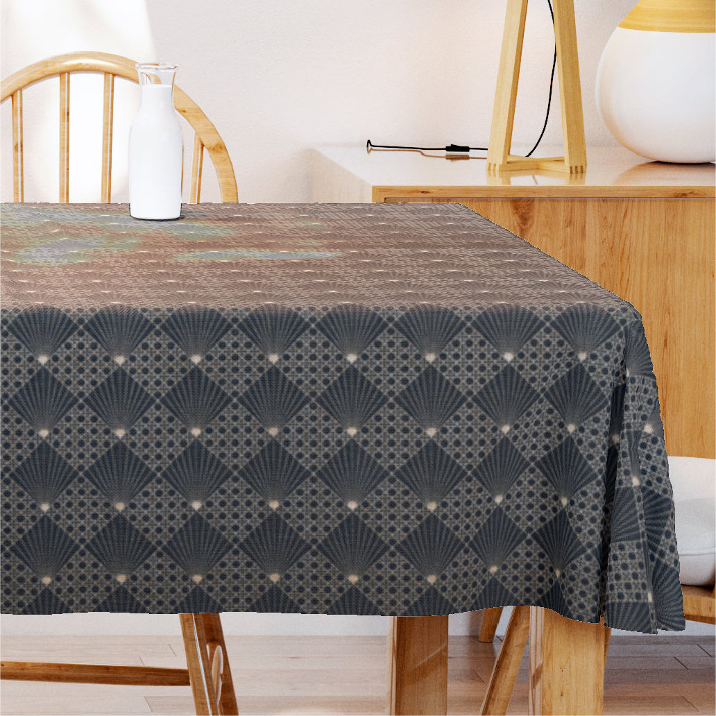 Cannage Svart – Textilvaxduk med grafiskt mönster, 155 cm bred