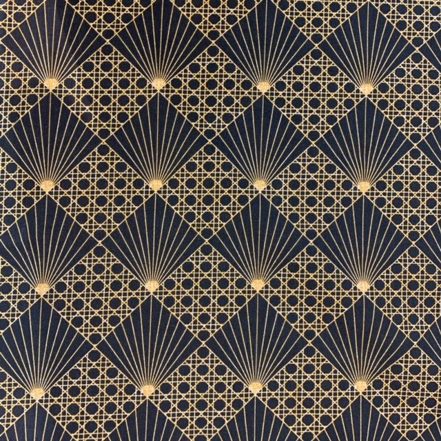 Cannage Petrol – Textilvaxduk med grafiskt mönster, 155 cm bred