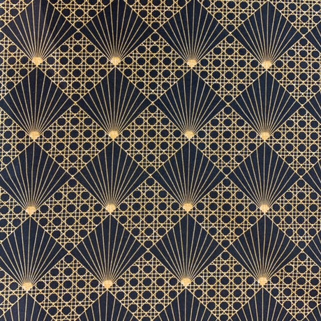 Cannage Petrol – Textilvaxduk med grafiskt mönster, 155 cm bred