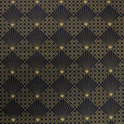 Cannage Svart – Textilvaxduk med grafiskt mönster, 155 cm bred