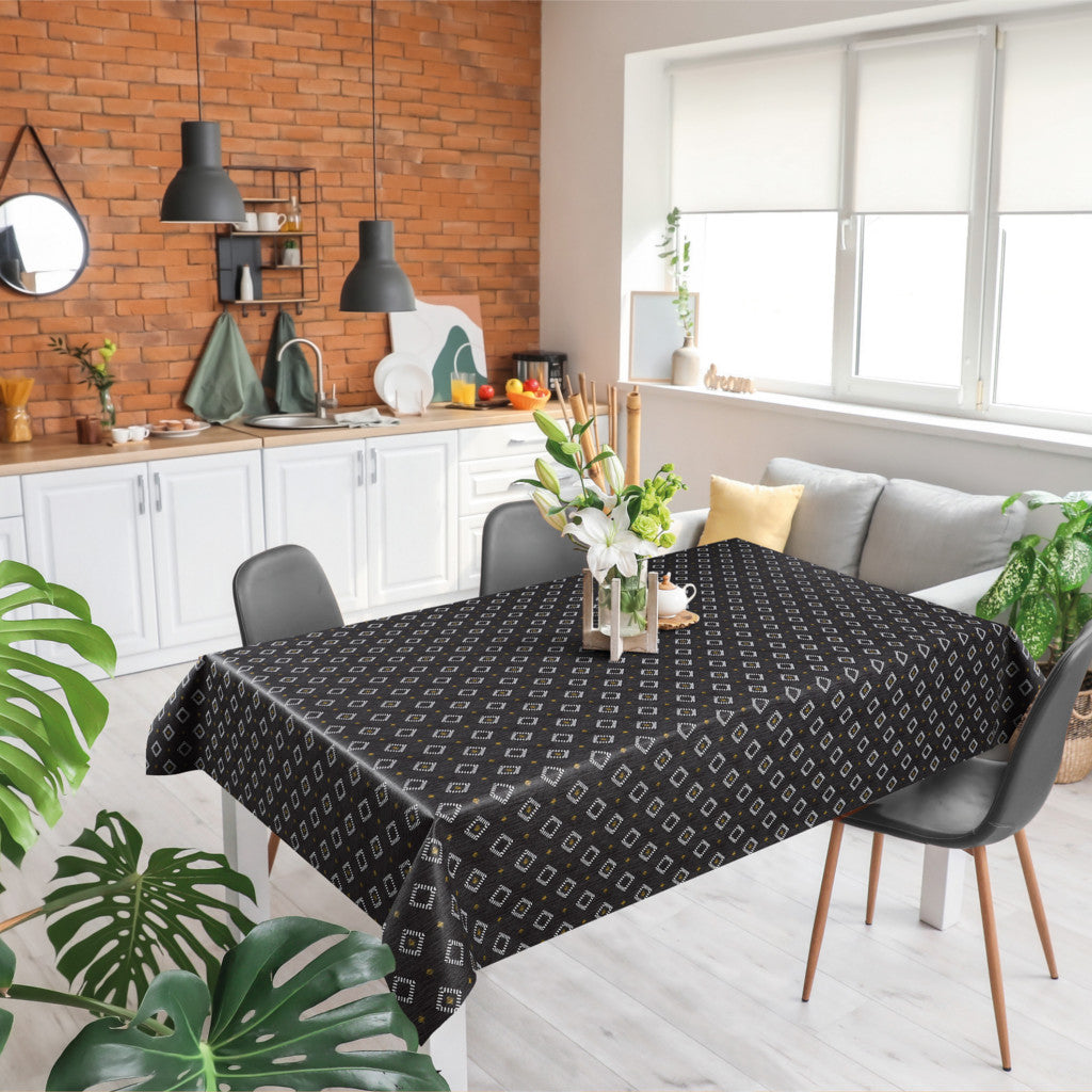 Casa Antracit - Vaxduk med rutor och linnelook miljöbild