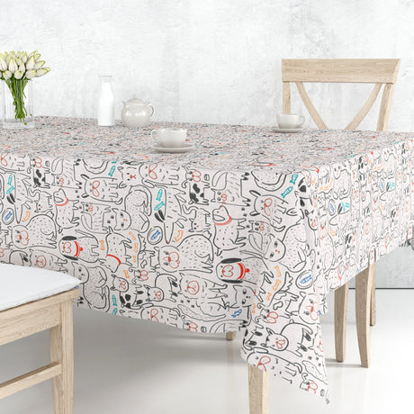 Cats and Dogs - Textilvaxduk i linnelook med hundar och katter