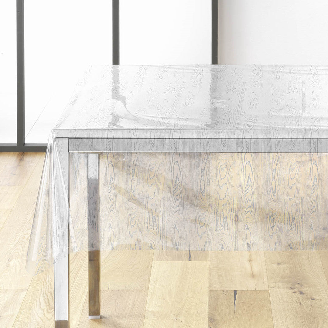 Ceruse klar plast - Genomskilnlig vaxduk med trälook på bord