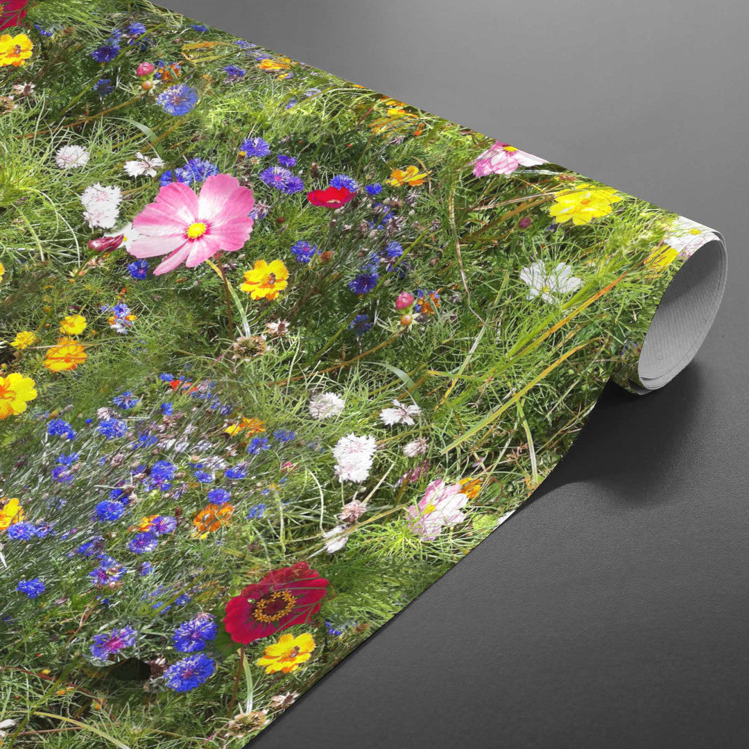 Vilda blommor - Upprullad vaxduk med färgglada blommor