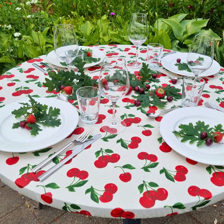 Cherry -  Rund textilvaxduk med resår